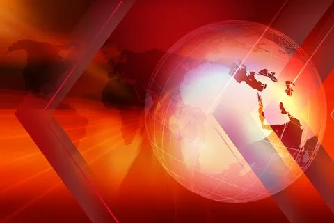 Graphical digital technology world news red theme background concept series.. Stock Illustration