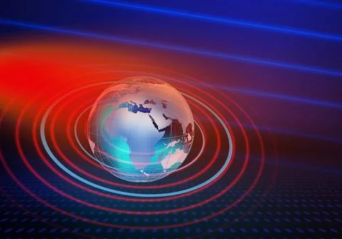 Graphical earth globe with wave line background concept series 스톡 일러스트