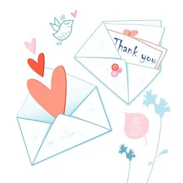 Graphical envelopes with hearts Stock Illustration