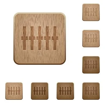 Graphical equalizer wooden buttons Stock Illustration