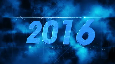 Graphical fireworks explosion to 2016 BLUE 4K Stock Footage 57935620