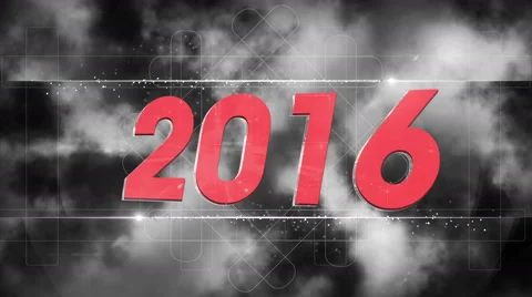 Graphical fireworks explosion to 2016 COLORLESS 4K Stock Footage 57932651
