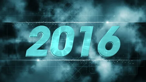 Graphical fireworks explosion to 2016 GREEN 4K Video stock 57863002