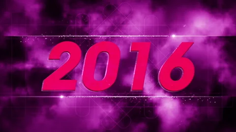 Graphical fireworks explosion to 2016 PURPLE 4K Stock Footage 57866225
