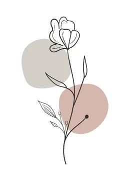 Graphical flowers illustration. Floral line art pattern background Illustrazione stock