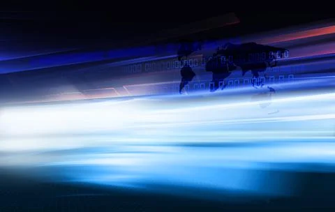 Graphical high-speed effect background with a world map Stockillustratie