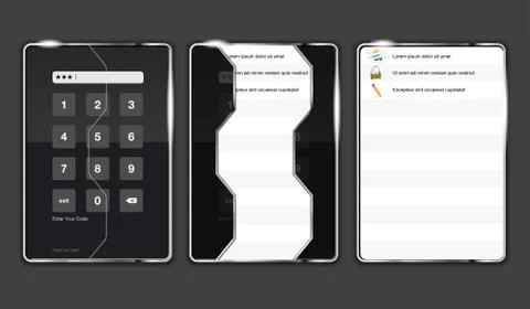 Graphical interface electronic keychains in three positions Stock Illustration