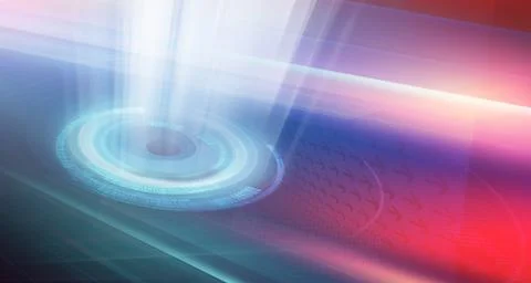 Graphical modern digital studio background with digital elements on back scre Stock Illustration