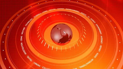 Graphical News Red Digital Background With Globe Illustrazione stock