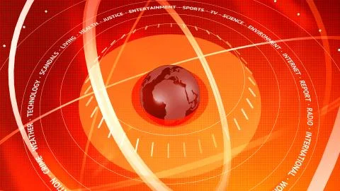 Graphical News Red Digital Background. Orbits Around The Globe Illustrazione stock