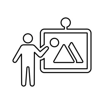 Graphical Presentation icon. Line icon, outline symbol. Stock Illustration