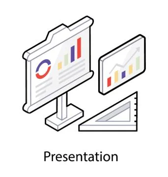 Graphical presentation in isometric icon Stock Illustration