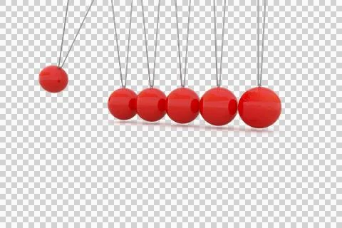 Graphical presentation of red newtons cradle Stock Illustration