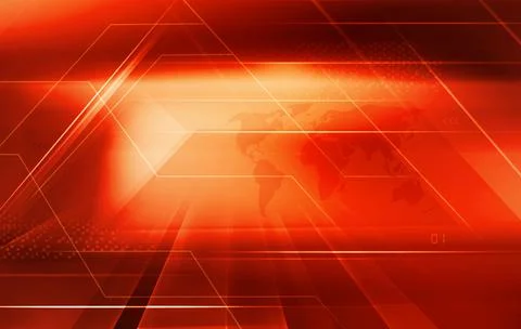 Graphical red theme digital background with highlighted arrows and world map 库存插图