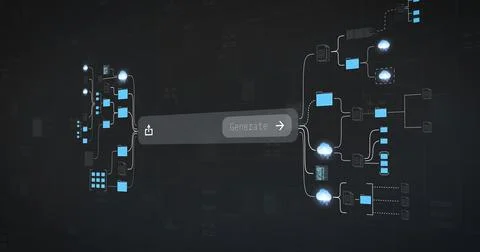 A graphical representation of artificial intelligence data processing, featuring Foto stock