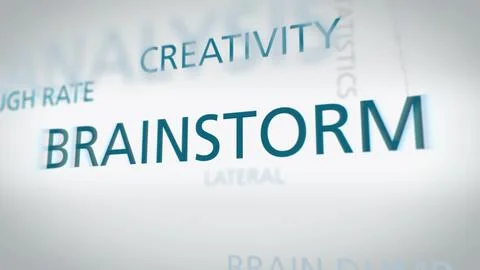 A graphical representation of brainstorming concepts in a word cloud format, Stock Photos