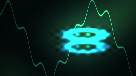 Graphical representation of data with wavy lines and a glowing blue eye. Stock Footage 337474037