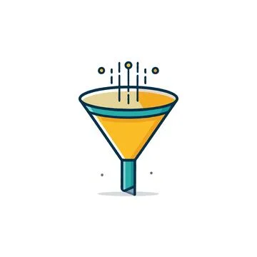 Graphical representation of filtering digital information funnel showcasing.. Stock Illustration