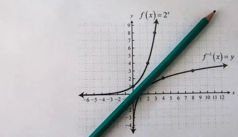 Graphical representation of math functions and a pencil Stock Photos