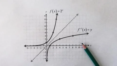 Graphical representation of math functions and a pencil Stock Photos