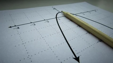 Graphical representation of math functions and a pencil Foto stock