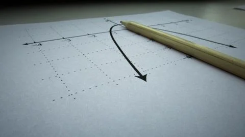 Graphical representation of math functions and a pencil Foto stock