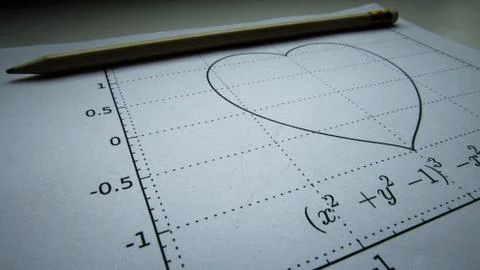 Graphical representation of math functions and a pencil Stock Photos