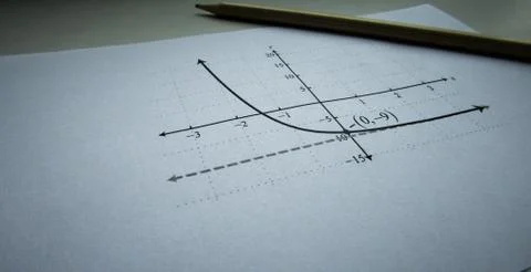 Graphical representation of math functions and a pencil Foto stock