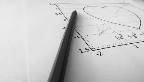 Graphical representation of math functions and a pencil Stock Photos