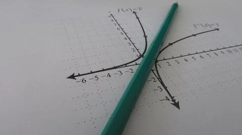 Graphical representation of math functions and a pencil Stock Photos