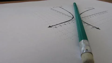 Graphical representation of math functions and a pencil Stock Photos