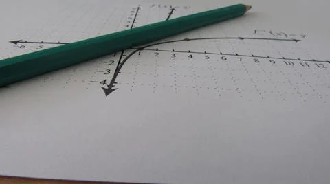 Graphical representation of math functions and a pencil Stock Photos