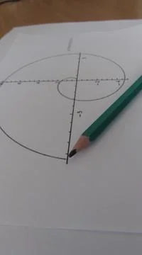 Graphical representation of math functions and a pencil Foto stock