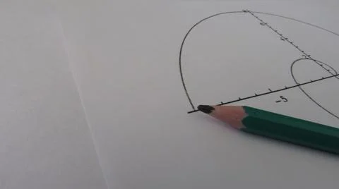 Graphical representation of math functions and a pencil Stock Photos