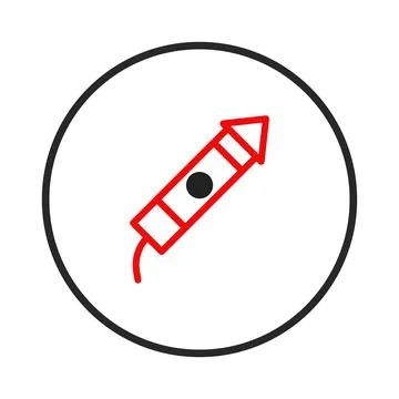 Graphical representation of a rocket ready for liftoff within a circular bo.. Stock Illustration