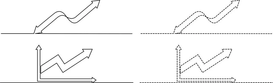 Graphical representation of trends with confidence intervals and directiona.. Illustrazione stock
