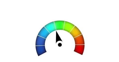 A graphical speedometer showing a colorful gauge on a transparent background ani Stock Footage 337715779