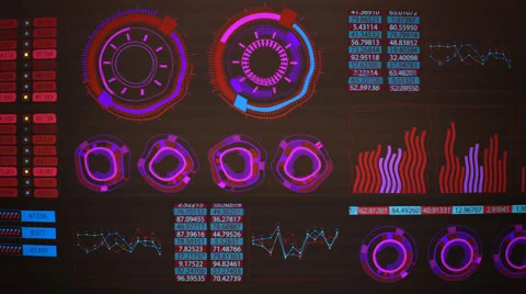 Graphical User Interface, Futuristic Screen GUI Stock Footage 44303339