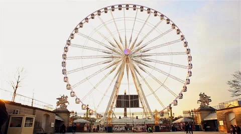 Graphical view of observation wheel in Paris Stock Footage 64141455