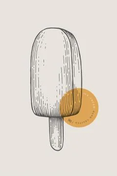 Graphically hand drawn ice cream popsicle lolly. 스톡 일러스트