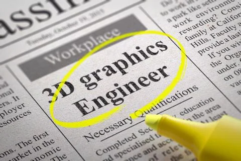 Graphics 3D Engineer Vacancy in Newspaper. Stockillustratie