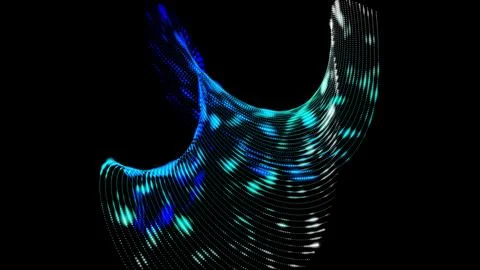 Graphics abstract 3d particle, fluid colorful dots, black background, flowing Stock Illustration