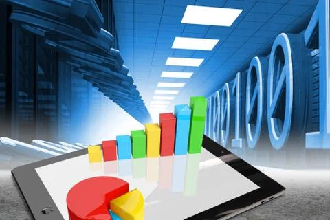 Graphics and binary in server room イラスト素材