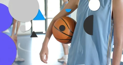 Graphics appearing from sides, stacking across frame while right player holding Stock Footage 330955547