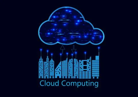 Graphics building of a city with cloud concept data transfer cloud Stock Illustration