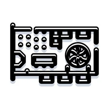 Graphics card computer hardware component for gaming technology Stock Illustration