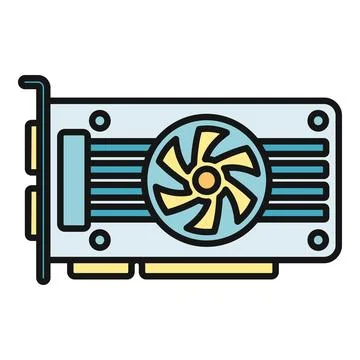 Graphics card with cooling fan for computer hardware Stock Illustration