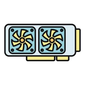 Graphics card with cooling fans for computer processing 库存插图