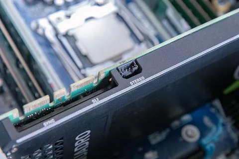 Graphics Card Edge Connector Inside a Computer System Stock Photos