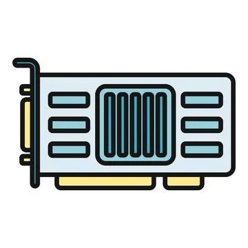 Graphics card flat icon representing computer hardware technology Illustrazione stock